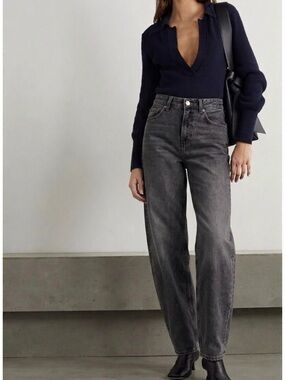 ZARA Straight Leg Jeans in Washed Charcoal Gray Size US 6 90s Y2K Relaxed Fit